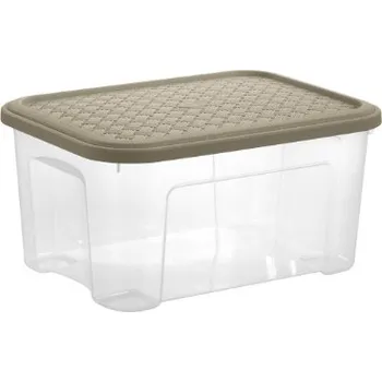 Zahradní úložný box Tontarelli Box ARIANNA 13L s víkem ,transparent/šedohnědá 8034178A75 8034178A75