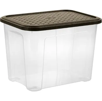 Úložný box Tontarelli Box ARIANNA 18L s víkem ,transparent/hnědá 8034179A31 8034179A31