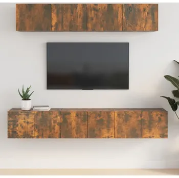 Obývací stěna vidaXL 5dílný set TV skříněk kompozitní dřevo [3114427] Barva: kouřový dub