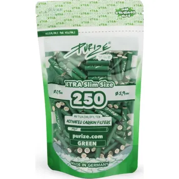 Purize XTRA Slim 6 mm filtry zelené, sáček 250 ks (Filtry PURIZE s aktivním uhlím o průměru 6 mm.)