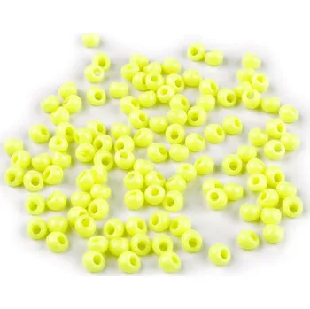 Dětské navlékací korálky Plastové korálky kapky, imitace rokajlu 4,7x5,3 mm, malé, 5 žlutozelená ost. neon
