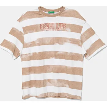 Dětské bavlněné tričko United Colors of Benetton 3SL3C10P5.G.Seasonal hnědá 84X, vel. 130