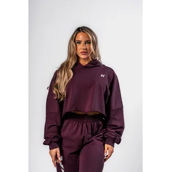 Dámská mikina NEBBIA Oversized mikina s kapucí OWN YOUR POWER bordová M/L