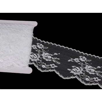 Krajka Silonová krajka šíře 65 mm, barva 1 bílá