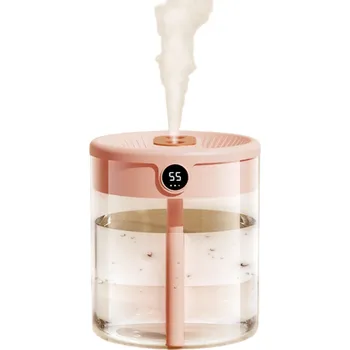 Klimatizace Zvlhčovač vzduchu s objemem 2 l a displejem USB C napájení DC5V 1A 500 mA Ultrazvukový tichý provoz pro domácnost i kancelář růžová