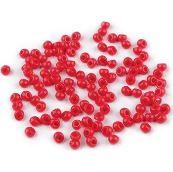 Šperk Plastové korálky kapky, imitace rokajlu 4,7x5,3 mm, barva 4 červená