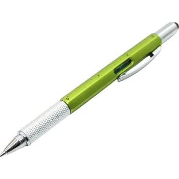 Příslušenství pro tablet Multifunkční pero s dotykovým hrotem, pravítkem, vodováhou, šroubováky a kuličkovým perem zelená