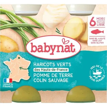 Kojenecká výživa Babynat Brambory a zelené fazolky s aljašskou treskou, 2×200 g