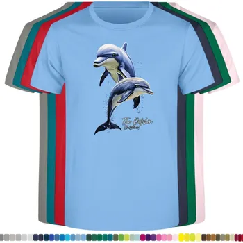 Dívčí tričko detske-levne-bavlnene-tricko-potisk-delfin-morsky Barva: Sky blue - nebesky modrá, Dětská bavlněná trička JHK: S