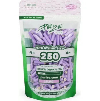 Purize XTRA Slim 6 mm filtry fialové, sáček 250 ks (Filtry PURIZE s aktivním uhlím o průměru 6 mm.)