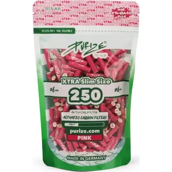 Purize XTRA Slim 6 mm filtry růžové, sáček 250 ks (Filtry PURIZE s aktivním uhlím o průměru 6 mm.)