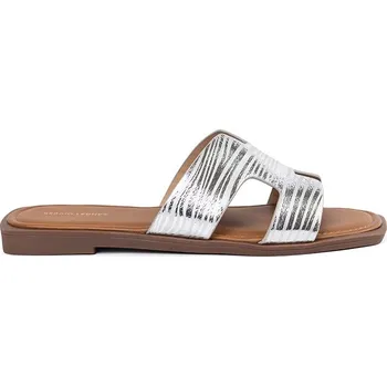 Dámské žabky Sergio Leone Moderní nazouváky dámské stříbrné na plochém podpatku 39