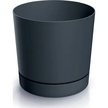 Květináč Plastový květináč TUBOS P s miskou antracitový matný, varianta 33,8 cm