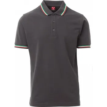 Pánské tričko Payperwear Unisex polokošile Italia s kontrastními proužky na límečku Barva: Antracitová, Velikost: L