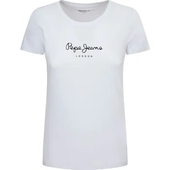 Dámské tričko PEPE JEANS DÁMSKÉ TRIČKO T-SHIRT NEW VIRGINIA SS N FUTURE WHITE PL505202 800 Velikost: M