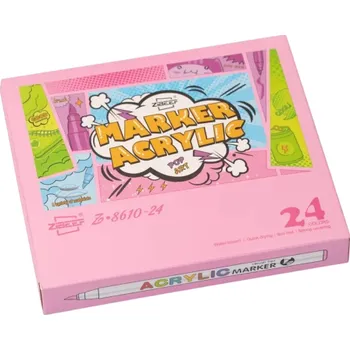 Sada 24 akrylových fixů a štětců na textil kameny sklo keramiku plátno Umělecké potřeby pro DIY přání dekorace a ruční tvoření