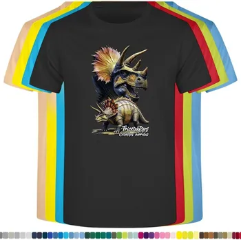 Dívčí tričko detske-levne-bavlnene-tricko-potisk-triceratops-dino Barva: Black -černá, Dětská bavlněná trička JHK: M