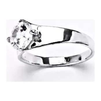 Prsten Stříbrný prsten čirý zirkon 7 mm - T1082 (Stříbrný prsten se zirkonem 7 mm)