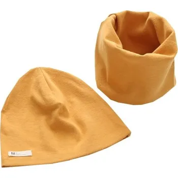 Šála Dětská čepice a nákrčník žlutá 0-3 roky