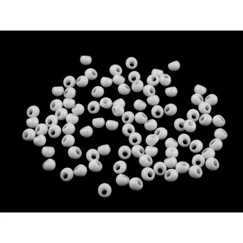 Dětské navlékací korálky Plastové korálky kapky, imitace rokajlu 4,7x5,3 mm, malé, 1 bílá