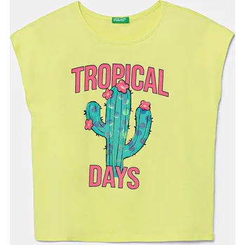 Chlapecké tričko Dětské bavlněné tričko United Colors of Benetton 3I1XC10P0.G.Seasonal žlutá 10X, vel. 122