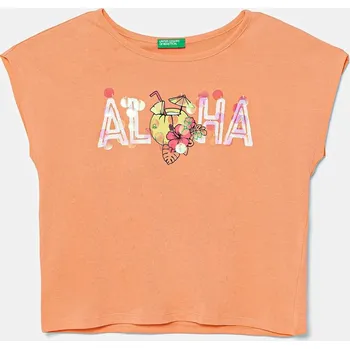Dětské bavlněné tričko United Colors of Benetton 3I1XC10P0.G.Seasonal oranžová 20X, vel. 130