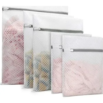 Sada 5 síťovaných sáčků na praní prádla Opakovaně použitelné pytle s voštinovým vzorem Zipové sáčky 3 velikosti 50x40 40x30 30x23