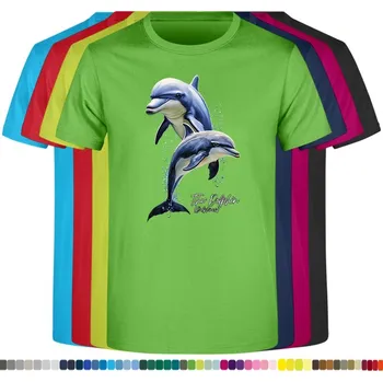 Dívčí tričko detske-levne-bavlnene-tricko-potisk-delfin-morsky Barva: Lime - limetková, Dětská bavlněná trička JHK: XL