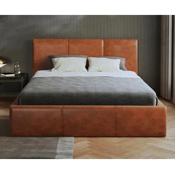 Postel Čalouněná postel 140x200 cm VIP se zdvižným roštem HNĚDÁ