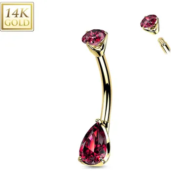 Piercing Šperky4U Zlatý piercing do pupíku - zirkon ve tvaru kapky, Au 585/1000 - ZL01226-YGR
