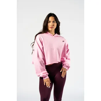 Dámská mikina NEBBIA Oversized mikina s kapucí OWN YOUR POWER růžová XS/S