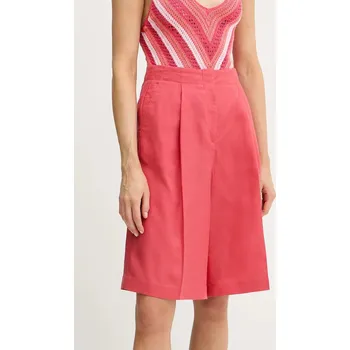 Dámské kraťasy Šortky s příměsí lnu United Colors of Benetton dámské, růžová barva, high waist, 45BVD9026 38X, vel. 34