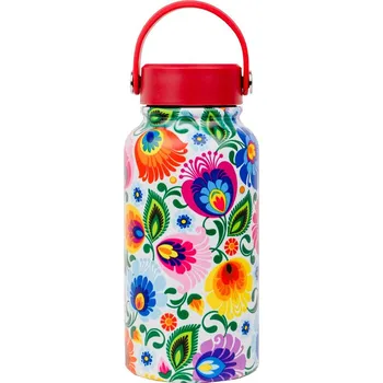 Termoska Folkstar Termoláhev 650 ml -Květy bílá