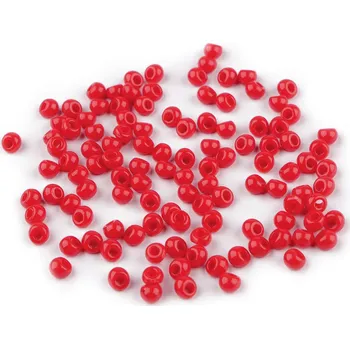 Dětské navlékací korálky Plastové korálky kapky, imitace rokajlu 4,7x5,3 mm, malé, 4 červená