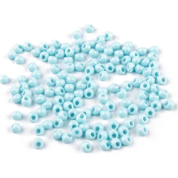 Dětské navlékací korálky Plastové korálky kapky, imitace rokajlu 4,7x5,3 mm, malé, 6 modrá pomněnková