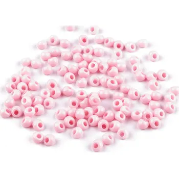 Korálek Plastové korálky kapky, imitace rokajlu 4,7x5,3 mm, barva 2 růžová sv.