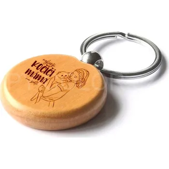 Gravírování Dřevěný přívěsek na klíče – Nejlepší kočičí máma na světě