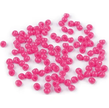 Dětské navlékací korálky Plastové korálky kapky, imitace rokajlu 4,7x5,3 mm, malé, 3 růžová neon
