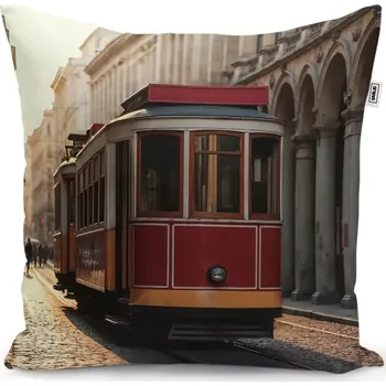 Polštář Dekorační polštář Historická červená tramvaj - Sablio - 40x40 cm