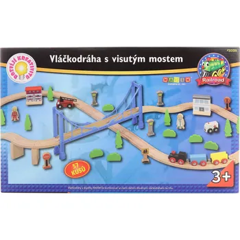 Vláček a vláčkodráha MAXIM DŘEVO Vláčkodráha s mostem 57 dílků *DŘEVĚNÉ HRAČKY* | 33