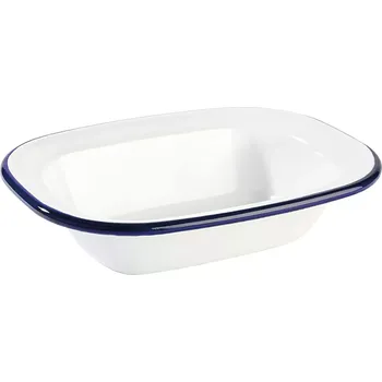 APS Emaille miska, bílá/modrá, objem: 0,20 litru, výška: 35 mm