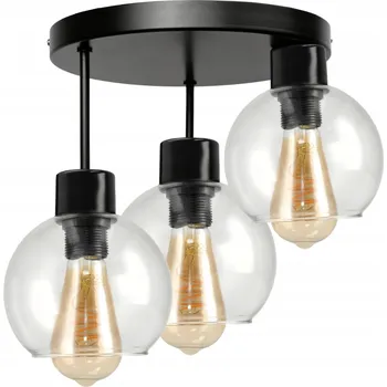 BERGE Stropní závěsná lampa 3xE27 - průhledná skleněná koule P0012/3XK023