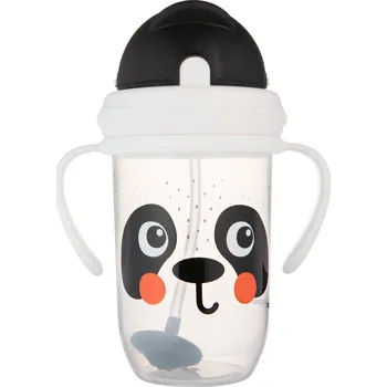 Kojenecká láhev Canpol babies Nevylévací hrneček se slámkou a závažím BabiesBoo 270ml - Panda
