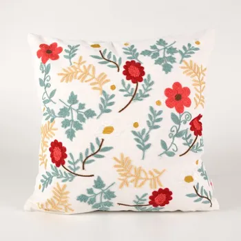 Povlak na polštář s vyšívaným vzorem 45x45 květiny 5