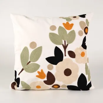 Povlak na polštář s vyšívaným vzorem 45x45 květiny 3