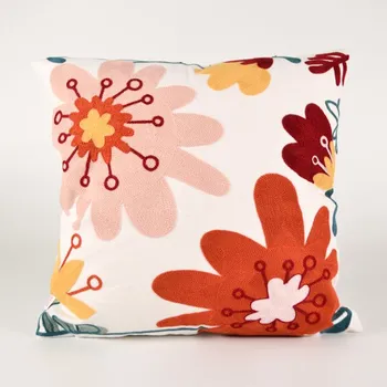 Povlak na polštář s vyšívaným vzorem 45x45 květiny 2