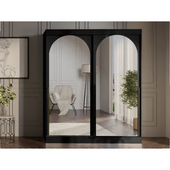 Šatní skříň Šatní skříň Niwez 180, Barva: černá / černá + zlatá MIRJAN 5903211425400