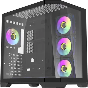 PC skříň Darkflash Počítačová skříň Darflash FT418 PRO + 7 ventilátorů aRGB (černá) + Doprava ZDARMA