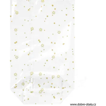 Potravinová fólie Celofánové sáčky s potiskem HVĚZDY 11,5x19 cm křížové dno PP -