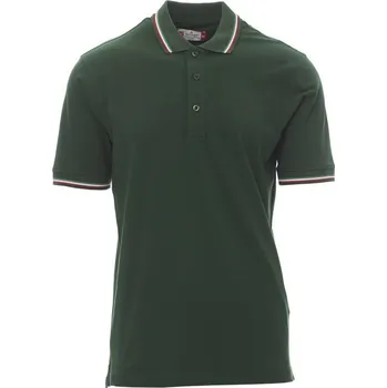 Pánské tričko Payperwear Unisex polokošile Italia s kontrastními proužky na límečku Barva: Zelená, Velikost: L